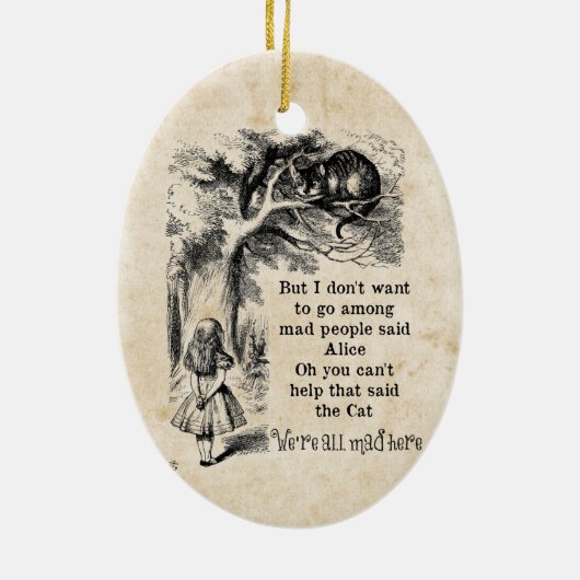 Alice in Wonderland; Cheshire Cat met Alice Keramisch Ornament (Achterkant)