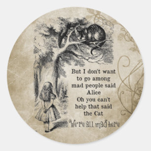 Alice in Wonderland; Cheshire Cat met Alice Ronde Sticker