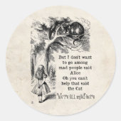 Alice in Wonderland; Cheshire Cat met Alice Ronde Sticker (Voorkant)