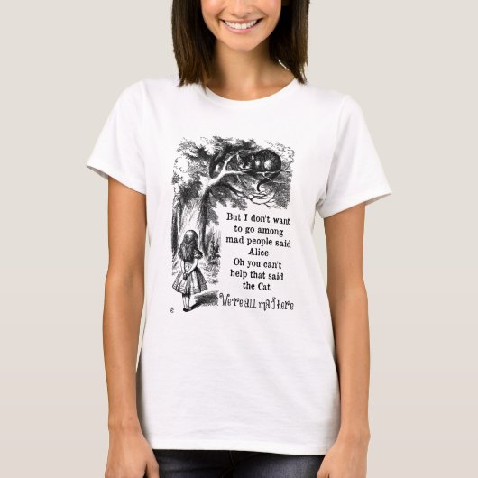 Alice in Wonderland; Cheshire Cat met Alice T-shirt (Voorkant)