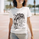 Alice in Wonderland; Cheshire Cat met Alice T-shirt<br><div class="desc">schilderende sprookjes en kinderverzorgers afbeelding van Alice met de Cheshire Cat door John Tenniel in Lewis Carroll's Alice's Adventures in Wonderland,  1865,  een tekstvormende dialoog inbegrepen. "We zijn allemaal kwaad hier":)</div>
