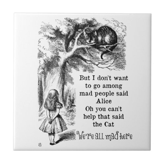 Alice in Wonderland; Cheshire Cat met Alice Tegeltje (Voorkant)