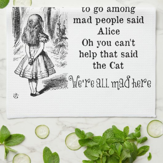 Alice in Wonderland; Cheshire Cat met Alice Theedoek (Gevouwen)