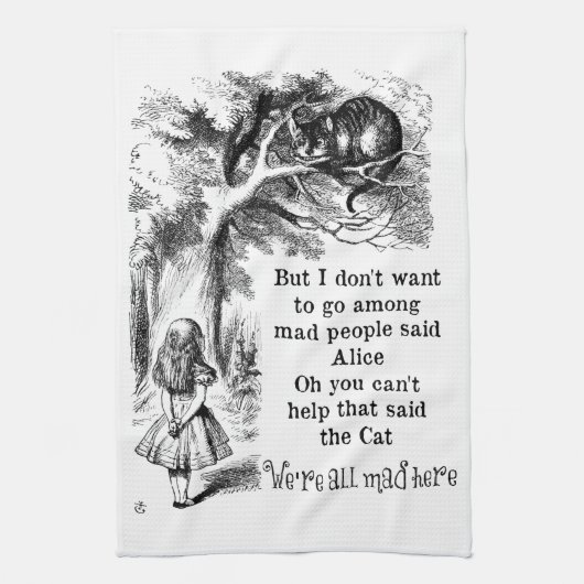 Alice in Wonderland; Cheshire Cat met Alice Theedoek (Verticaal)