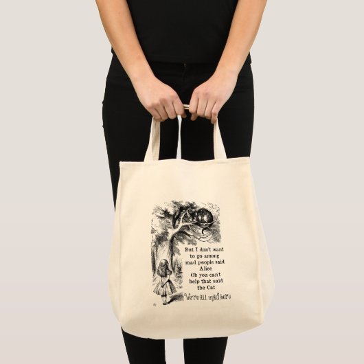 Alice in Wonderland; Cheshire Cat met Alice Tote Bag (Voorkant (product))