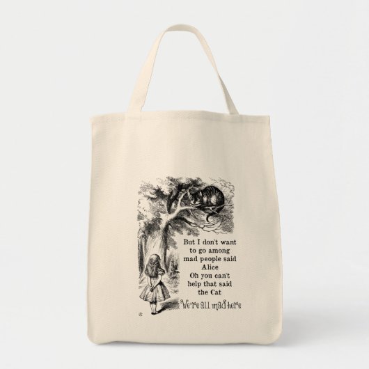 Alice in Wonderland; Cheshire Cat met Alice Tote Bag (Voorkant)