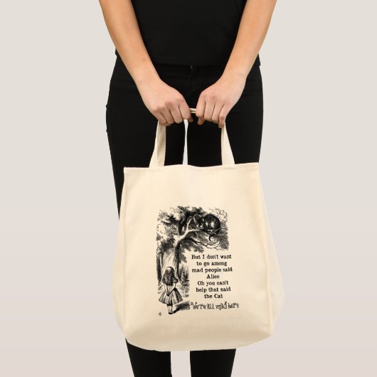 Alice in Wonderland; Cheshire Cat met Alice Tote Bag (Voorkant (product))