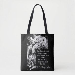 Alice in Wonderland; Cheshire Cat met Alice Tote Bag
