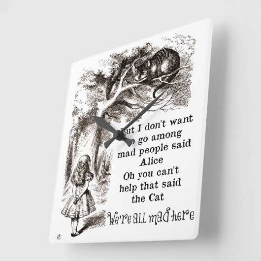 Alice in Wonderland; Cheshire Cat met Alice Vierkante Klok (Hoek)
