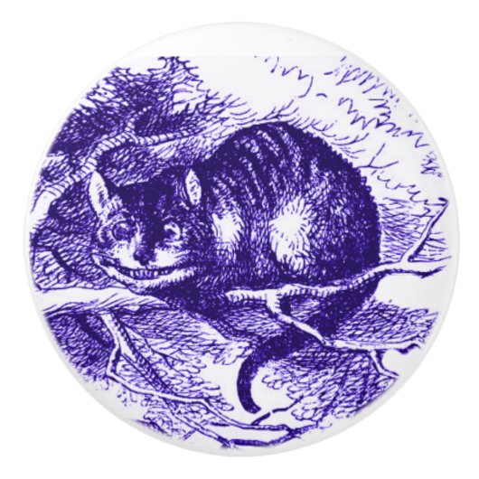 Alice in Wonderland Cheshire Cat Paars Knob Keramische Knop (Voorkant)
