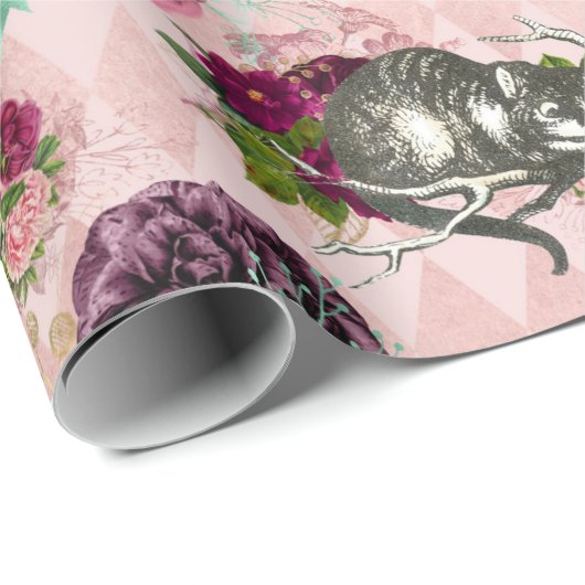 Alice in Wonderland Cheshire Cat Pink Cadeaupapier (Rol Hoek)