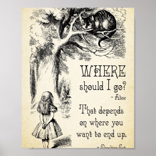 Alice in Wonderland - Cheshire Cat Quote - Where S Poster (Voorkant)
