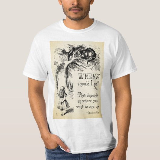 Alice in Wonderland - Cheshire Cat Quote - Where S T-shirt (Voorkant)