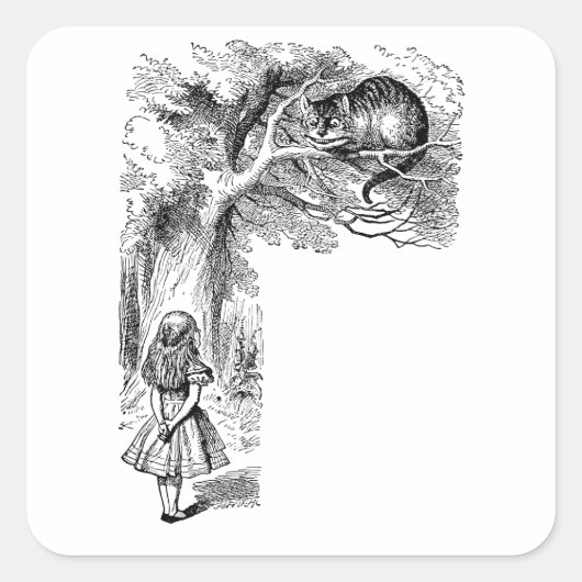 Alice in Wonderland, Cheshire Cat Vierkante Sticker (Voorkant)