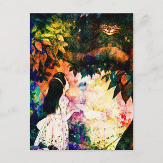 Alice in Wonderland Cheshire Cat Waterverf Briefkaart