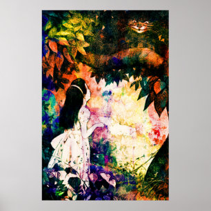 Alice in Wonderland Cheshire Cat Waterverf Poster