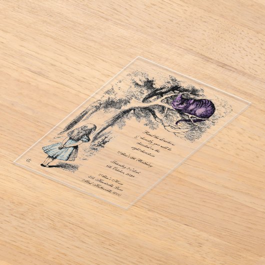 Alice in Wonderland Cheshire Kat Onverjaardag Acryl Uitnodigingen (Laagn)