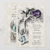 Alice in Wonderland Cheshire Tea Party Birthday Kaart (Voorkant / Achterkant)