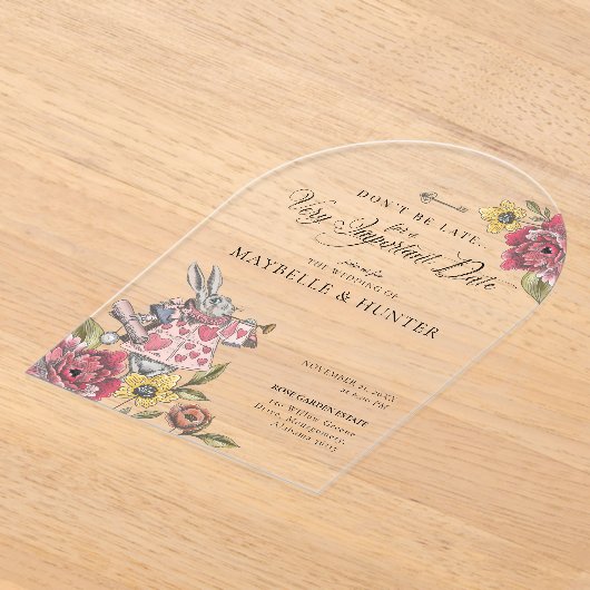 Alice in Wonderland  Chic Storybook Wedding Acryl Uitnodigingen (Laagn)