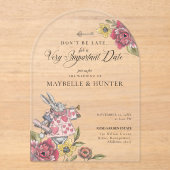 Alice in Wonderland  Chic Storybook Wedding Acryl Uitnodigingen (Voorkant)