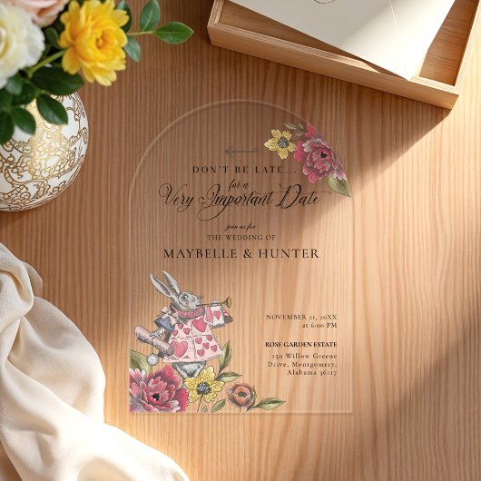 Alice in Wonderland Chic Storybook Wedding Acryl Uitnodigingen
