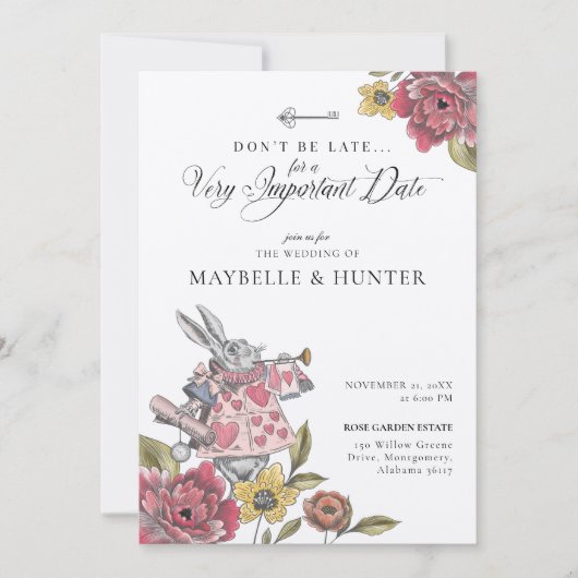 Alice in Wonderland  Chic Storybook Wedding Kaart (Voorkant)