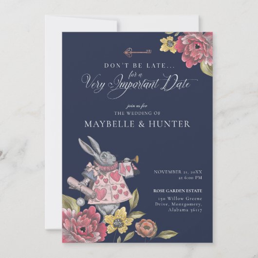 Alice in Wonderland Chic Storybook Wedding Kaart (Voorkant)