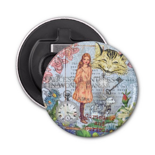 Alice in Wonderland Classic Cheshire Rabbit Alice Button Flesopener (Voorkant)