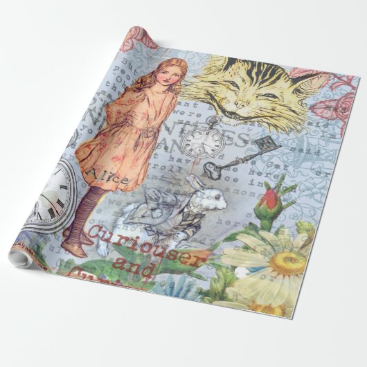Alice in Wonderland Classic Cheshire Rabbit Alice Cadeaupapier (Uitgerold)