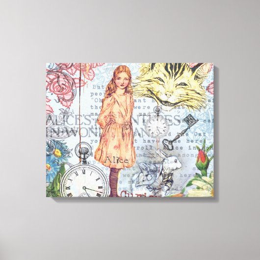 Alice in Wonderland Classic Cheshire Rabbit Alice Canvas Afdruk (Voorkant)