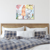 Alice in Wonderland Classic Cheshire Rabbit Alice Canvas Afdruk (Insitu (Slaapkamer))