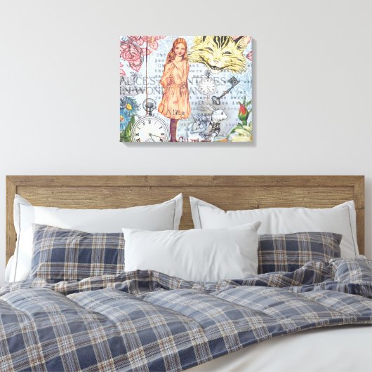 Alice in Wonderland Classic Cheshire Rabbit Alice Canvas Afdruk (Insitu (Slaapkamer))