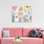 Alice in Wonderland Classic Cheshire Rabbit Alice Canvas Afdruk (Insitu (Woonkamer))