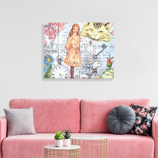 Alice in Wonderland Classic Cheshire Rabbit Alice Canvas Afdruk (Insitu (Woonkamer))