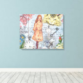 Alice in Wonderland Classic Cheshire Rabbit Alice Canvas Afdruk (Insitu (Houten vloer))
