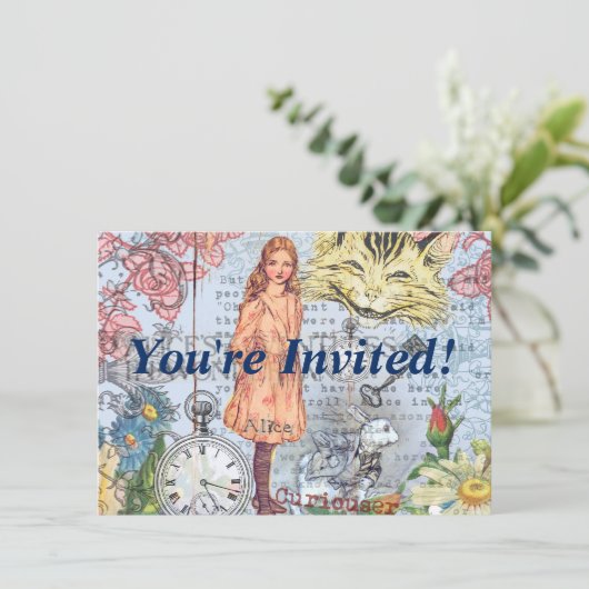 Alice in Wonderland Classic Cheshire Rabbit Alice Kaart (Staand voorkant)