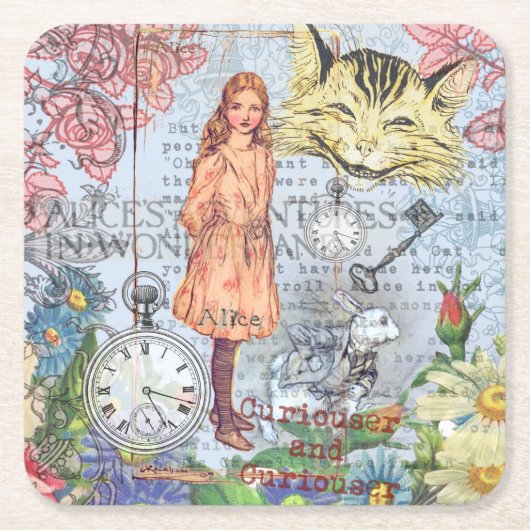 Alice in Wonderland Classic Cheshire Rabbit Alice Kartonnen Onderzetters (Voorkant)