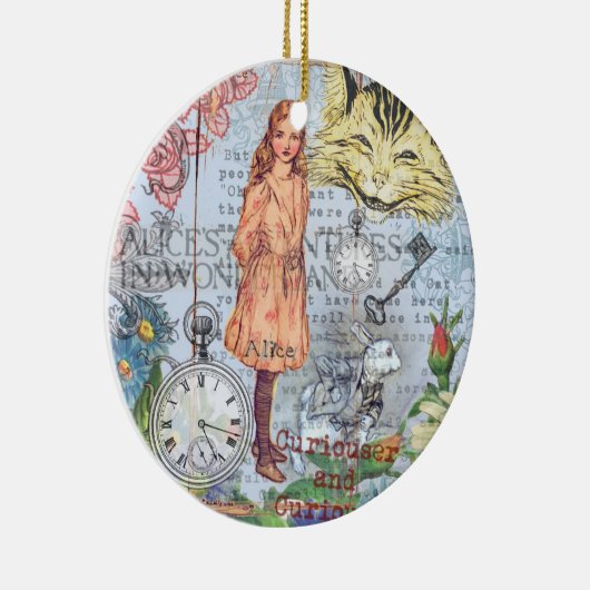 Alice in Wonderland Classic Cheshire Rabbit Alice Keramisch Ornament (Rechts)