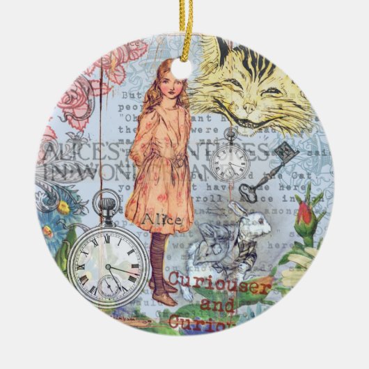 Alice in Wonderland Classic Cheshire Rabbit Alice Keramisch Ornament (Voorkant)