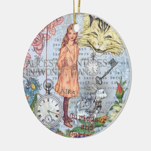 Alice in Wonderland Classic Cheshire Rabbit Alice Keramisch Ornament (Links)