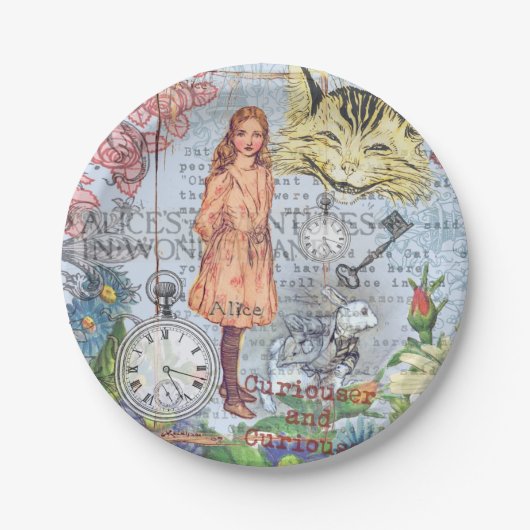 Alice in Wonderland Classic Cheshire Rabbit Alice Papieren Bordje (Voorkant)