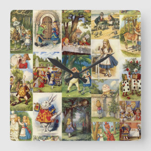 Alice in Wonderland Clock Vierkante Klok
