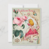 Alice in Wonderland Collage Bachelorette Party Kaart (Voorkant)