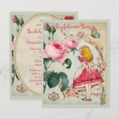 Alice in Wonderland Collage Bachelorette Party Kaart (Voorkant / Achterkant)