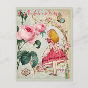 Alice in Wonderland Collage Bachelorette Party Kaart