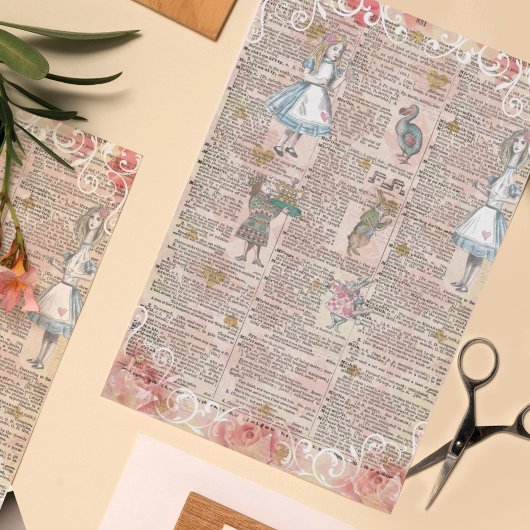 Alice in Wonderland Collage Decoupage Tissuepapier