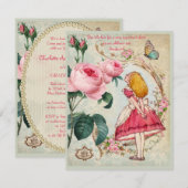 Alice in Wonderland Collage Graduation Party Kaart (Voorkant / Achterkant)