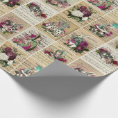  Alice in Wonderland Collage Kerstcadeau Cadeaupapier (Hoek)