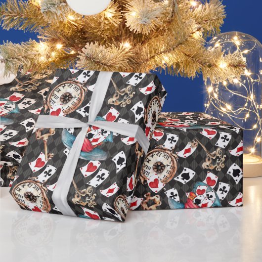 Alice in Wonderland Collage kerstcadeau Cadeaupapier (Feestdagen)