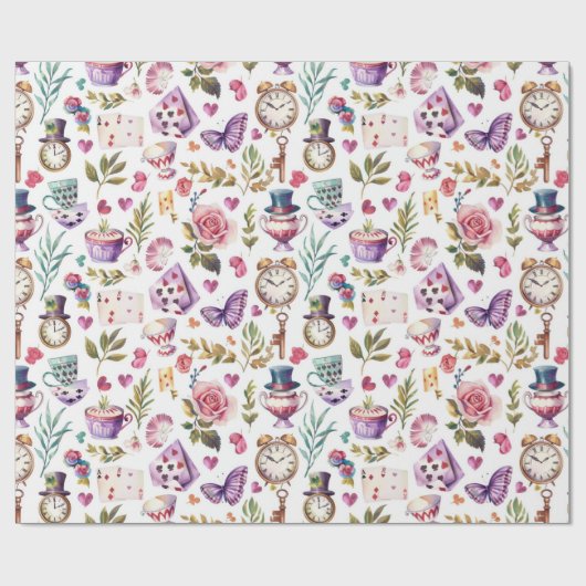 Alice in Wonderland Collage ontkoppeling Cadeaupapier (Vlak)
